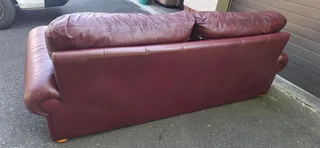 3 seater Full Leather Slanted styled Couch Burgundy Colour