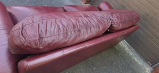 3 seater Full Leather Slanted styled Couch Burgundy Colour