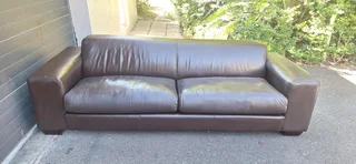 260cm CORICRAFT TEDDY Leather Couch 3 Seater Milano Dark Brown color