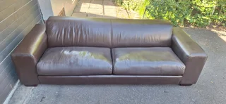 260cm CORICRAFT TEDDY Leather Couch 3 Seater Milano Dark Brown color