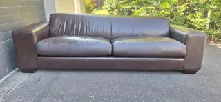 260cm CORICRAFT TEDDY Leather Couch 3 Seater Milano Dark Brown color