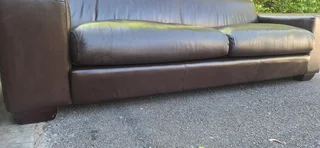 260cm CORICRAFT TEDDY Leather Couch 3 Seater Milano Dark Brown color