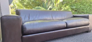 260cm CORICRAFT TEDDY Leather Couch 3 Seater Milano Dark Brown color