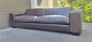 260cm CORICRAFT TEDDY Leather Couch 3 Seater Milano Dark Brown color