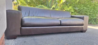 260cm CORICRAFT TEDDY Leather Couch 3 Seater Milano Dark Brown color