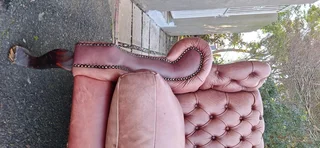 93CM KUDU Leather Wingback Chair Chesterfield Button-Back Unique Tan Brown color