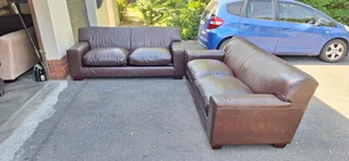 Solid CORICRAFT KARIBA Leather Couches 2 by 2 Genuine Leather Lounge Suite Milano Dark Brown 215cm