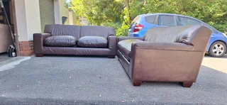 Solid CORICRAFT KARIBA Leather Couches 2 by 2 Genuine Leather Lounge Suite Milano Dark Brown 215cm