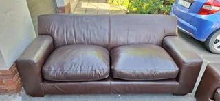 Solid CORICRAFT KARIBA Leather Couches 2 by 2 Genuine Leather Lounge Suite Milano Dark Brown 215cm