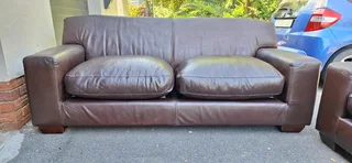 Solid CORICRAFT KARIBA Leather Couches 2 by 2 Genuine Leather Lounge Suite Milano Dark Brown 215cm