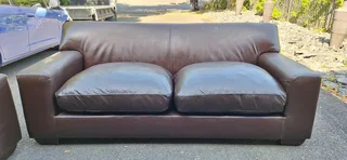 Solid CORICRAFT KARIBA Leather Couches 2 by 2 Genuine Leather Lounge Suite Milano Dark Brown 215cm