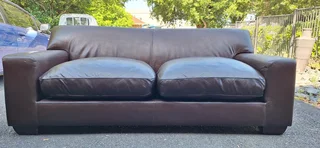 Solid CORICRAFT KARIBA Leather Couches 2 by 2 Genuine Leather Lounge Suite Milano Dark Brown 215cm