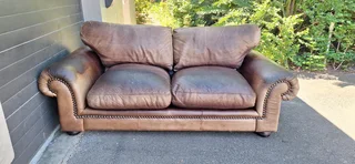 BRAAI ROOM 230cm Coricraft Leather Couch Afrique Range Zambezi Brown colour