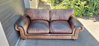 BRAAI ROOM 230cm Coricraft Leather Couch Afrique Range Zambezi Brown colour