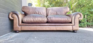 BRAAI ROOM 230cm Coricraft Leather Couch Afrique Range Zambezi Brown colour