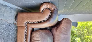 BRAAI ROOM 230cm Coricraft Leather Couch Afrique Range Zambezi Brown colour