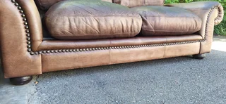 BRAAI ROOM 230cm Coricraft Leather Couch Afrique Range Zambezi Brown colour