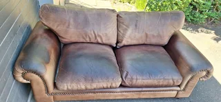 BRAAI ROOM 230cm Coricraft Leather Couch Afrique Range Zambezi Brown colour