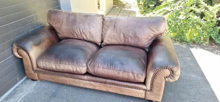 BRAAI ROOM 230cm Coricraft Leather Couch Afrique Range Zambezi Brown colour