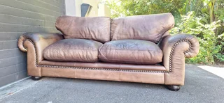 BRAAI ROOM 230cm Coricraft Leather Couch Afrique Range Zambezi Brown colour