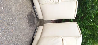 Stunning Full Leather Lounge Suite 2 Large 2 Seater Couches Cream Beige colour 200cm each length