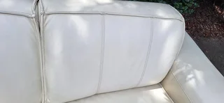 Stunning Full Leather Lounge Suite 2 Large 2 Seater Couches Cream Beige colour 200cm each length