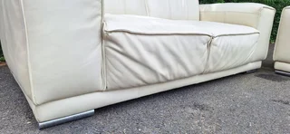 Stunning Full Leather Lounge Suite 2 Large 2 Seater Couches Cream Beige colour 200cm each length