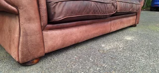235cm 3 Seater Van den Bergh 100% Kudu Leather Couch Sabi No studs Earthy Brown Colour