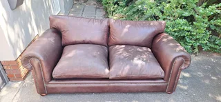 223cm Fat Armed Leather Seater Genuine Couch Oxblood brown Colour