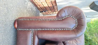 223cm Fat Armed Leather Seater Genuine Couch Oxblood brown Colour