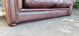 223cm Fat Armed Leather Seater Genuine Couch Oxblood brown Colour