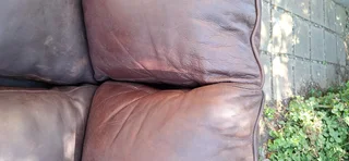 223cm Fat Armed Leather Seater Genuine Couch Oxblood brown Colour