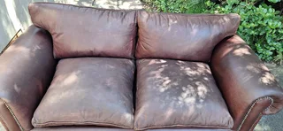 223cm Fat Armed Leather Seater Genuine Couch Oxblood brown Colour