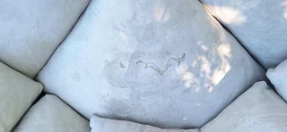 295cm KLOOFTIQUE Corner Leather Couch Modern styled CUBIST Range Light Grey Mint colour