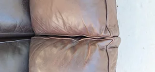 Lovely Scroll Arms 3 seater Full leather Colonial Couch 235cm Oxblood Brown colour