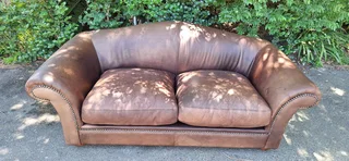 Gorgeous Old Skool Coricraft Colonial KUDU Leather Couch 3 Seater Zambezi Tan Brown Leather Sofa