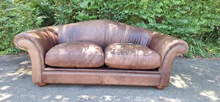 Gorgeous Old Skool Coricraft Colonial KUDU Leather Couch 3 Seater Zambezi Tan Brown Leather Sofa