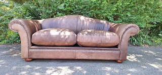 Gorgeous Old Skool Coricraft Colonial KUDU Leather Couch 3 Seater Zambezi Tan Brown Leather Sofa