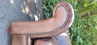 Gorgeous Old Skool Coricraft Colonial KUDU Leather Couch 3 Seater Zambezi Tan Brown Leather Sofa