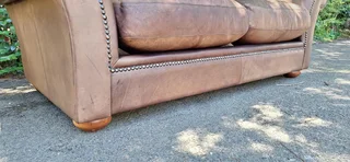 Gorgeous Old Skool Coricraft Colonial KUDU Leather Couch 3 Seater Zambezi Tan Brown Leather Sofa