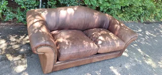 Gorgeous Old Skool Coricraft Colonial KUDU Leather Couch 3 Seater Zambezi Tan Brown Leather Sofa