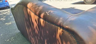 Gorgeous Old Skool Coricraft Colonial KUDU Leather Couch 3 Seater Zambezi Tan Brown Leather Sofa