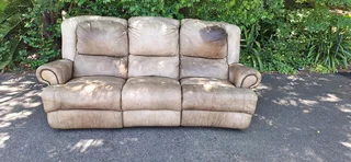 CORICRAFT Etosha Genuine Leather Recliner Couch Three Pullup Sofa Lazyboy 230cm