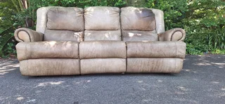 CORICRAFT Etosha Genuine Leather Recliner Couch Three Pullup Sofa Lazyboy 230cm