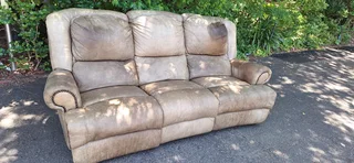 CORICRAFT Etosha Genuine Leather Recliner Couch Three Pullup Sofa Lazyboy 230cm