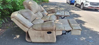 CORICRAFT Etosha Genuine Leather Recliner Couch Three Pullup Sofa Lazyboy 230cm