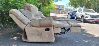 CORICRAFT Etosha Genuine Leather Recliner Couch Three Pullup Sofa Lazyboy 230cm