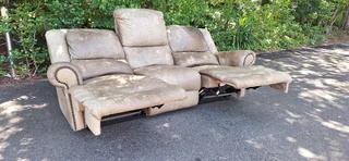 Coricraft Etosha Genuine Leather Recliner Couch Three Pullup Sofa Lazyboy 230cm