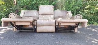 CORICRAFT Etosha Genuine Leather Recliner Couch Three Pullup Sofa Lazyboy 230cm