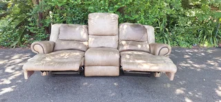 CORICRAFT Etosha Genuine Leather Recliner Couch Three Pullup Sofa Lazyboy 230cm